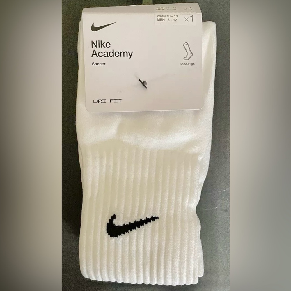 Brand New Original Nike Academy Over-The-Calf Soccer Sock - White - Large